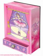 Boîtes à musique avec personnages Boîte à musique animée avec ballerine sautillante : boîte à musique rose avec tiroir