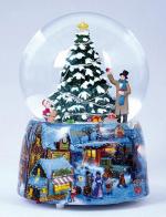 Boules à neige musicales de Noël disponibles sur commande (nous contacter) Boule à neige musicale de Noël : boule à neige musicale en verre avec grand sapin de Noël et lumière