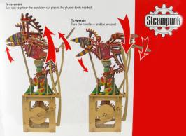 Automates en bois à monter soi-même Automate à manivelle en bois à monter soi-même : automate à manivelle "Steampunk"