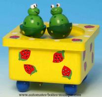 Boîtes à musique avec animaux Boîte à musique animée pour enfants : boîte à musique en bois avec grenouilles dansantes