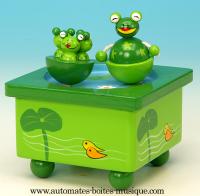 Boîtes à musique avec animaux Boîte à musique animée pour enfants : boîte à musique en bois avec grenouilles dansantes
