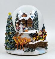 Boules à neige musicales de Noël disponibles sur commande (nous contacter) Boule à neige musicale de Noël : boule à neige avec enfants, bonhomme de neige et Père Noël