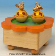 Boîtes à musique avec animaux Boîte à musique animée pour enfants : boîte à musique en bois avec girafes