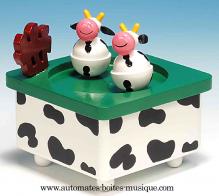 Boîtes à musique avec animaux Boîte à musique animée pour enfants : boîte à musique en bois avec vaches