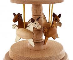 Boîtes à musique animées haut de gamme en bois Boîte à musique animée en bois massif pour enfant: boîte à musique "Carrousel de petits chevaux"