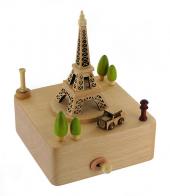 Boîtes à musique animées haut de gamme en bois Boîte à musique animée en bois massif pour enfant: boîte à musique "Voiture autour de la Tour Eiffel"