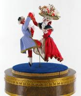 Automates anciens des 19 et 20 èmes siècles Boîte à musique animée Reuge avec danseurs automates du XVIIIème siècle par Marthe Philippart
