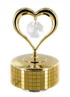 Boîtes à musique en cristal Swarovski Boîte à musique en métal doré et cristal Swarovski: Boîte à musique coeur avec 1 cristal Swarovski