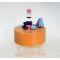 Boîtes à musique avec personnages Boîte à musique animée pour la petite enfance: boîte à musique en bois avec bateau et phare