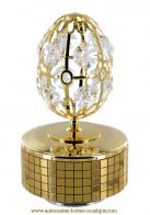 Oeufs musicaux en métal de style Fabergé Boîte à musique en métal doré et cristal Swarovski: Boîte à musique oeuf avec 12 cristaux Swarovski