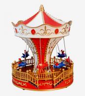 Manèges et carrousels musicaux miniatures Carrousel musical miniature de Noël : carrousel musical en résine avec enfants dans des avions bleus