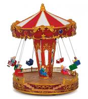 Manèges et carrousels musicaux miniatures Carrousel musical miniature de Noël en résine: carrousel musical de sièges volants