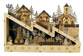 Boîtes à musique animées de Noël Boîte à musique animée de Noël en bois: boîte à musique en forme de village de Noël