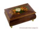 Boîte à bijoux musicale en bois marqueté: boîte à bijoux en bois naturel clair avec fleurs