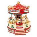 Carrousel musical miniature de Noël: carrousel musical rouge et crème avec mélodies électroniques