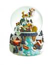 Boule à neige musicale de Noël: boule à neige animée avec traineau volant du Père Noël et train
