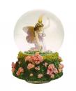 Boule à neige musicale avec globe en verre: boule à neige avec elfe, fleurs et papillons
