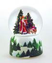 Boule à neige musicale de Noël: boule à neige avec Saint Nicolas et son traineau rempli de cadeaux