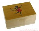 Boîte à bijoux musicale en bois marqueté avec ballerine dansante et large miroir - La vie en rose
