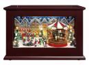 Automate musical de Noël Mr Christmas en forme de coffret vitrine en bois avec carrousel et scène de patinage