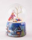 Boule à neige musicale de Noël avec globe en verre et scène d'enfants jouant dans la neige