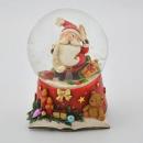 Boule à neige musicale de Noël avec globe en verre, neige et Père Noël tenant une liste de souhaits