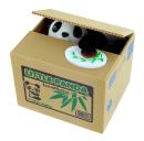 Tirelire sonore animée en forme de boîte en carton avec panda qui "vole" les pièces présentées