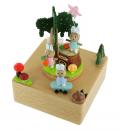 Boîte à musique animée en bois massif (hêtre): boîte à musique "Famille de lapins"