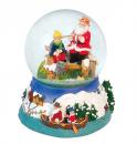 Boule à neige musicale animée de Noël avec globe en verre et Père Noël en train de pêcher