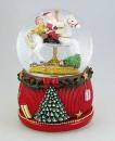 Boule à neige musicale animée de Noël avec globe en verre, paillettes et scène de Père Noël et enfant