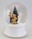 Boule à neige musicale de Noël avec globe en verre et scène de chiens déguisés - O Tannenbaum