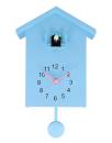 Pendule à coucou murale à quartz - Pendule à coucou bleue pour enfant avec aiguilles roses