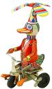 Jouet m&eacute;canique en m&eacute;tal (fer-blanc: t&ocirc;le d'acier recouverte d'&eacute;tain) - Canard avec h&eacute;lice