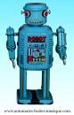 Jouet mécanique en métal, tôle et fer blanc : jouet mécanique robot bleu