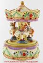 Carrousel musical miniature en résine : carrousel musical beige avec fleurs