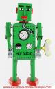 Robot mécanique en métal, tôle et fer blanc : robot mécanique vert de petite taille