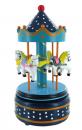 Carrousel musical miniature en bois : carrousel musical miniature bleu grande taille