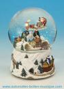 Boule à neige musicale de Noël : boule à neige musicale avec train circulant et Père Noël volant