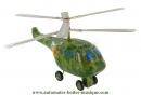 Jouet mécanique en métal, tôle et fer blanc agrafé : jouet mécanique "Hélicoptère vert"