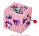 Boîte à musique à manivelle Trousselier en bois : boîte à musique à manivelle rose