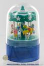 Carrousel musical miniature en résine : très petit carrousel musical miniature vert et bleu