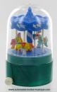 Carrousel musical miniature en résine : très petit carrousel musical miniature bleu et vert