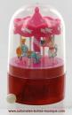 Carrousel musical miniature en résine : très petit carrousel musical miniature rose et rouge