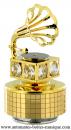 Boîte à musique en métal doré et cristal Swarovski : boîte à musique Swarovski Phonographe "Pour Elise"