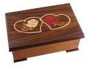 Boîte à musique en bois marqueté : boîte à musique avec marqueterie deux coeurs