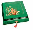 Boîte à bijoux musicale : boîte à bijoux de 30 lames avec marqueterie ange