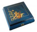 Boîte à bijoux musicale : boîte à bijoux de 18 lames avec marqueterie ange