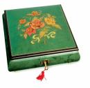 Boîte à bijoux musicale : boîte à bijoux de 30 lames avec marqueterie bouquet de fleurs