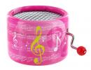 Boîte à musique à manivelle ronde en carton : boîte à musique à manivelle avec partitions roses