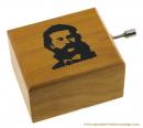 Boîte à musique à manivelle en bois : boîte à musique à manivelle avec portrait de Strauss